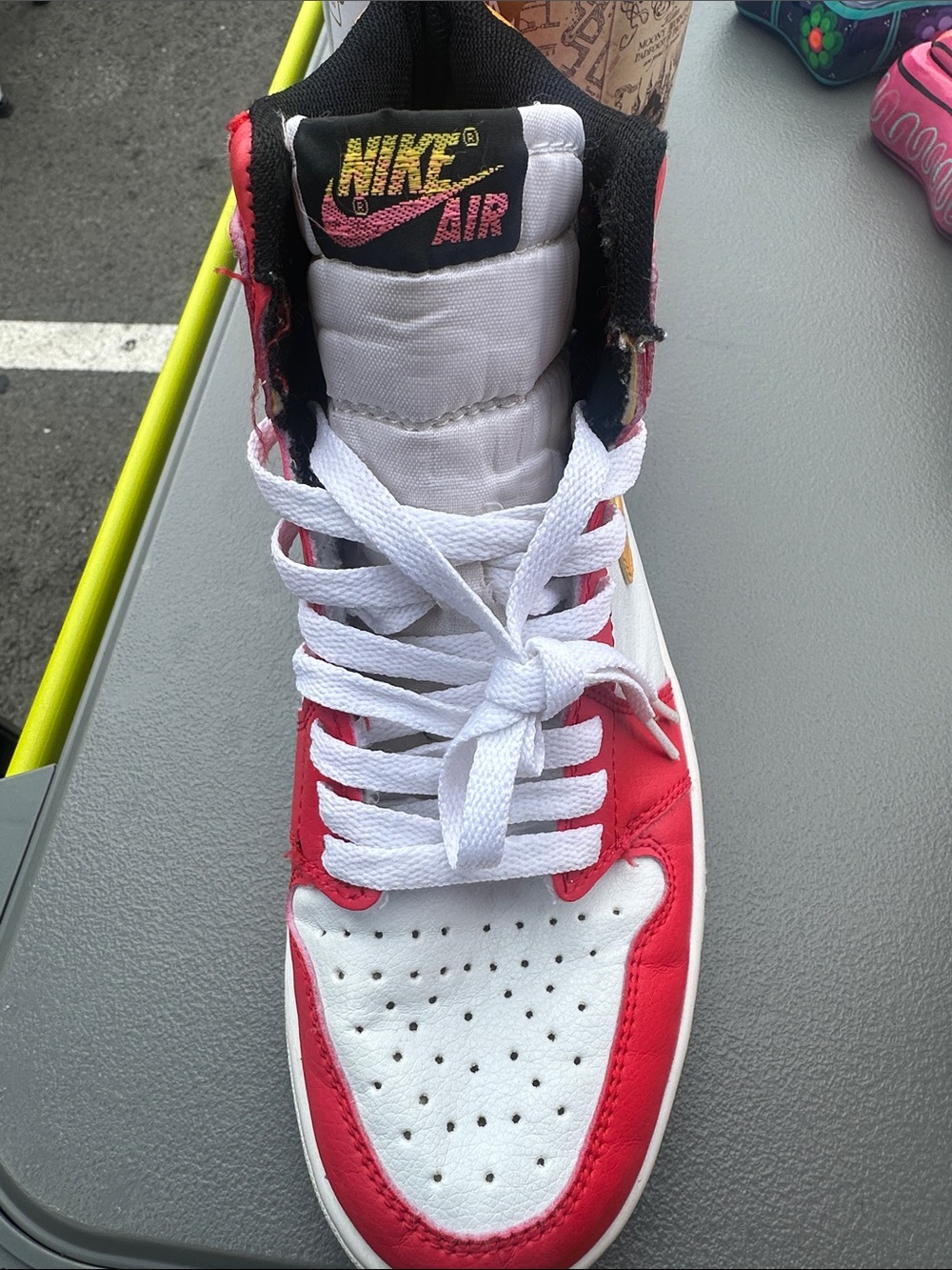 Nike High-Top Sneakers in White, Red & Yellow - Picture 4 of 11